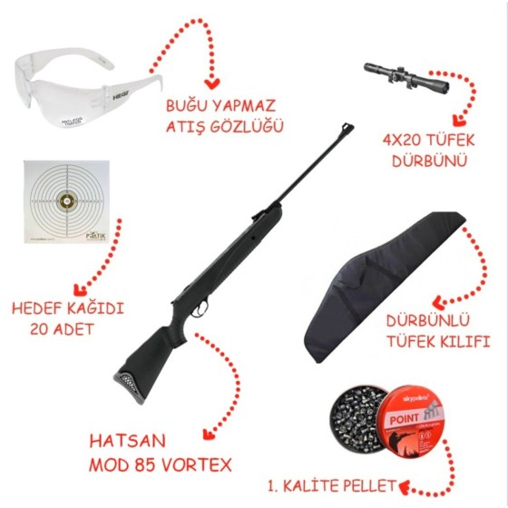 Hatsan Mod 85 Sniper Vortex 5.5mm Havalı Tüfek Full Set