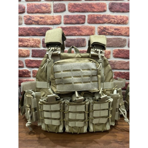 HUNTHINK Taktikal Çift Kurtarmalı Hücum Yeleği (Tan)