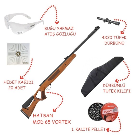 Hatsan Mod 65 VORTEX 5.5mm Havalı Tüfek Full Set