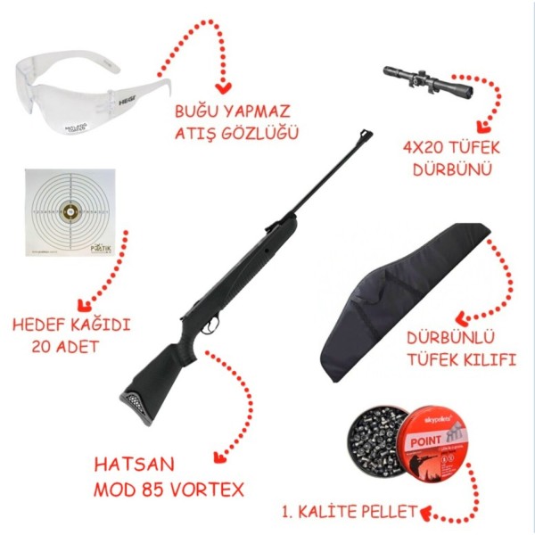 Hatsan Mod 85 Sniper Vortex 5.5mm Havalı Tüfek Full Set
