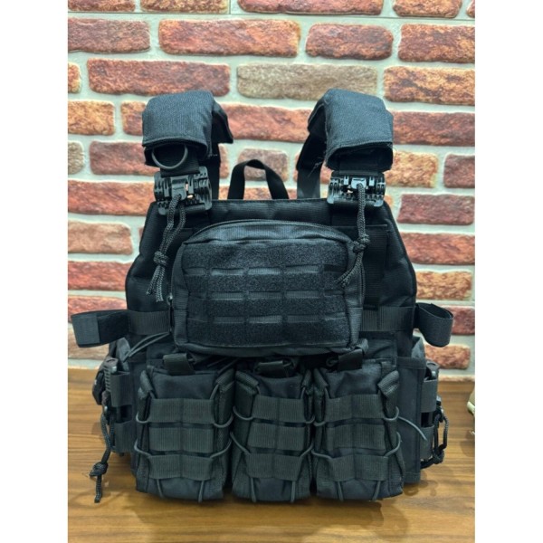 HUNTHINK TAKTİKAL Çift Kurtarmalı Hücum Yeleği (Siyah)