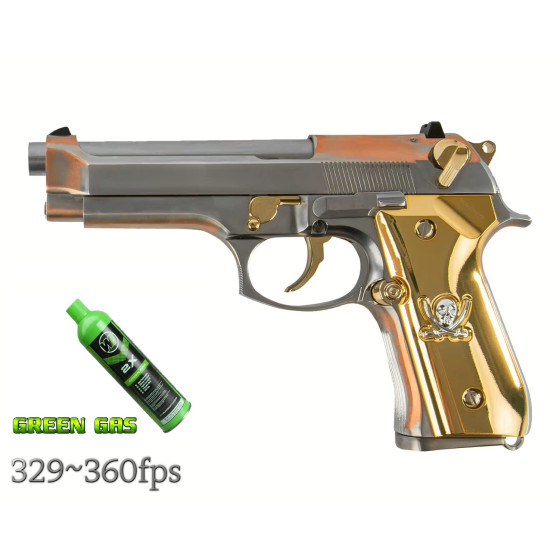 WE M92F ''Calico Jack'' Full Metal GBB Airsoft Tabanca Silver Gold